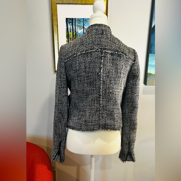 Banana Republic Navy & White Raw hem Tweed blazer/jacket size 6 - Picture 4 of 14